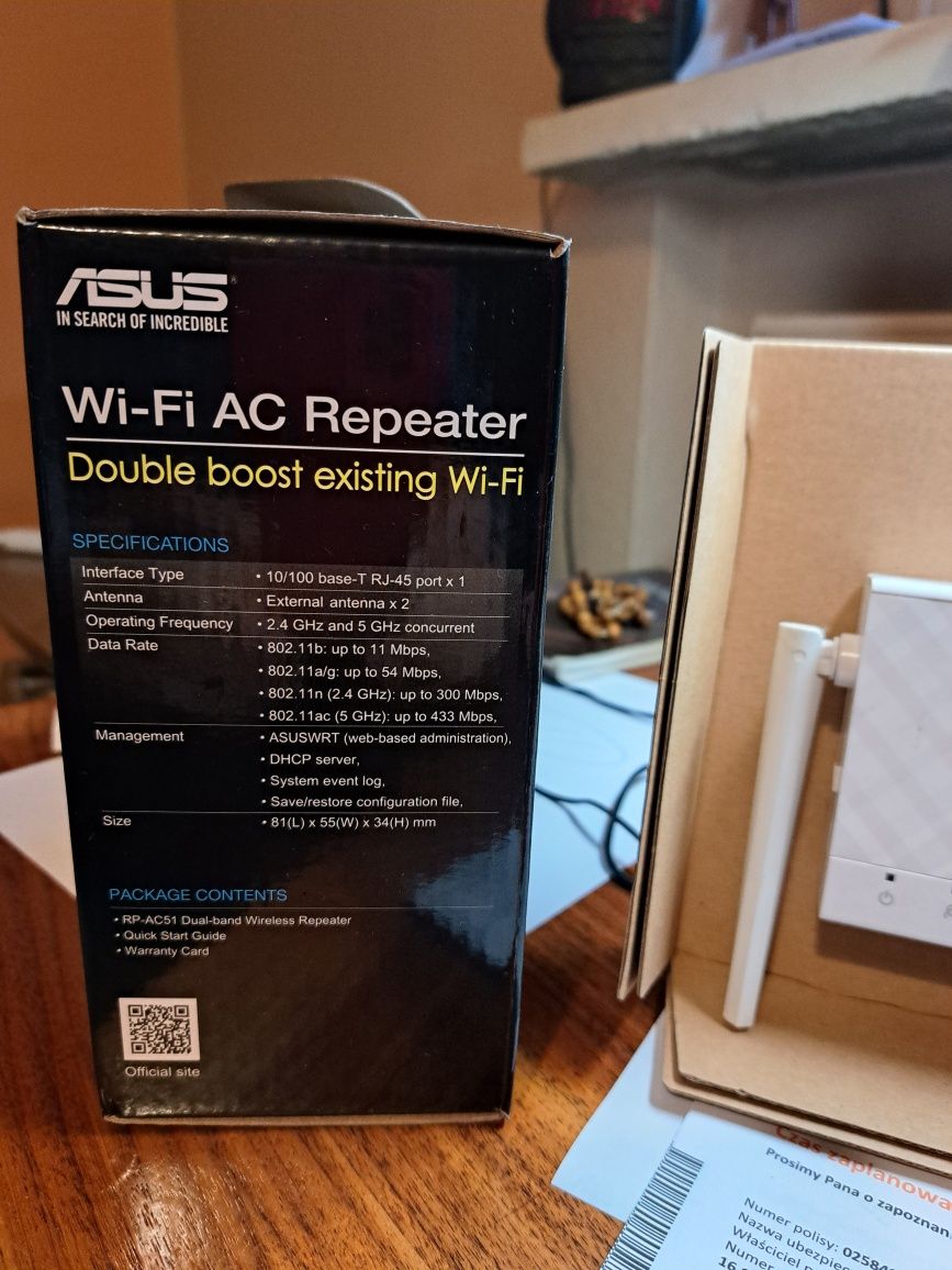 Sprzedam  repeater wi-fi Asus AC-51