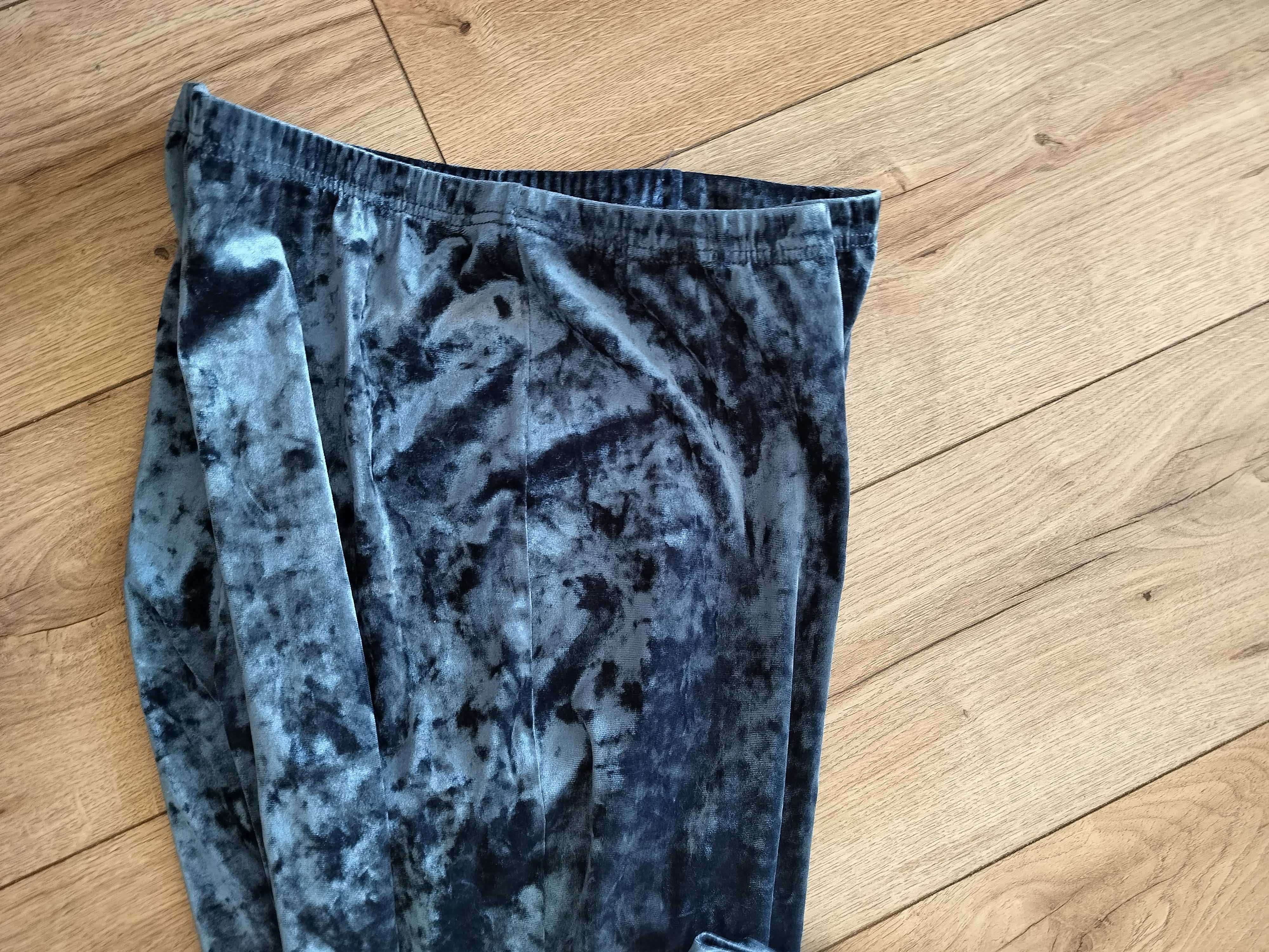 Welurowe spodnie damskie 52 otulające elastyczne getry legginsy pas124
