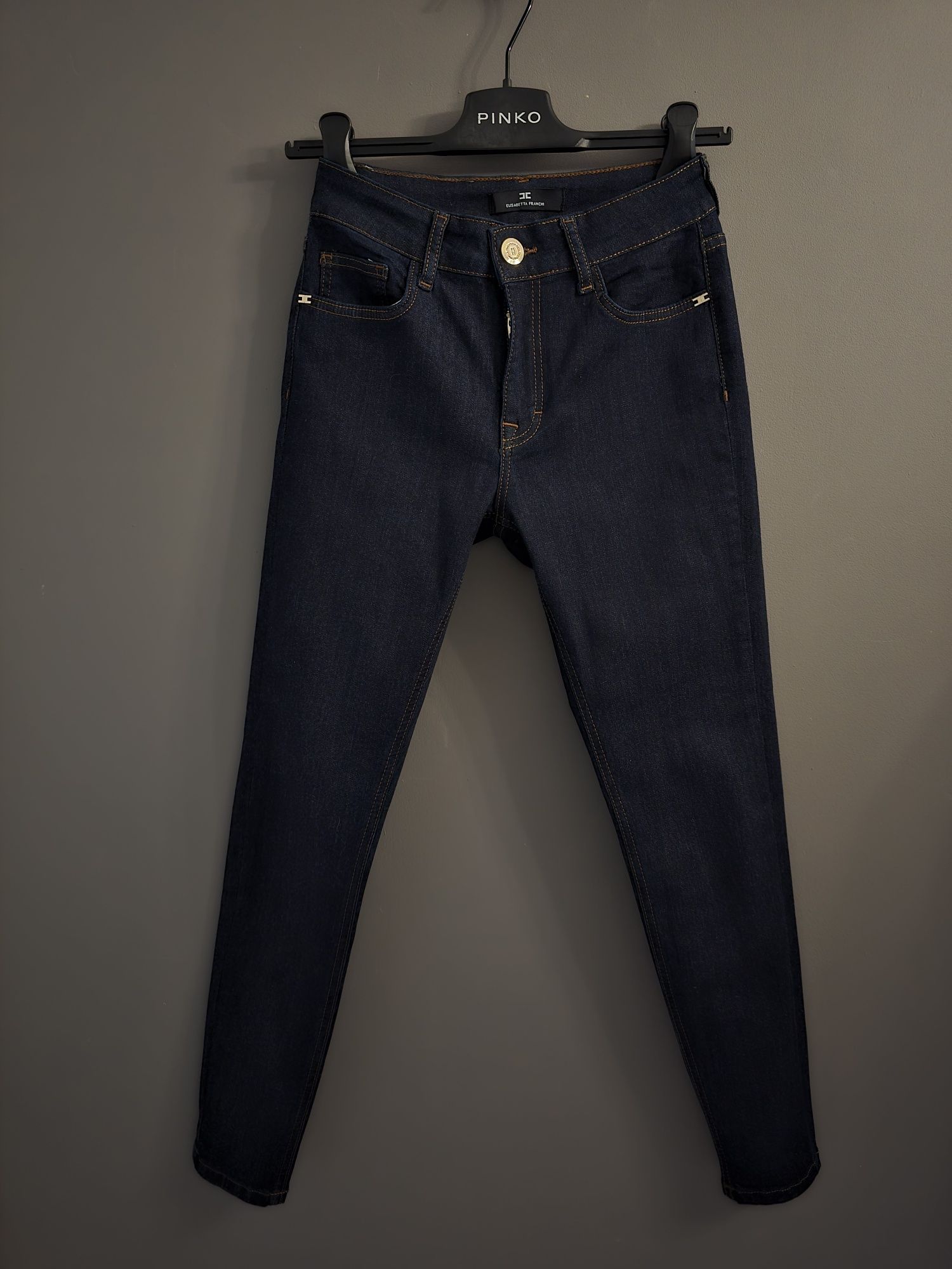 Jeansy spodnie skinny cygaretki Z wysokim stanem Elisabetta Franchi ro
