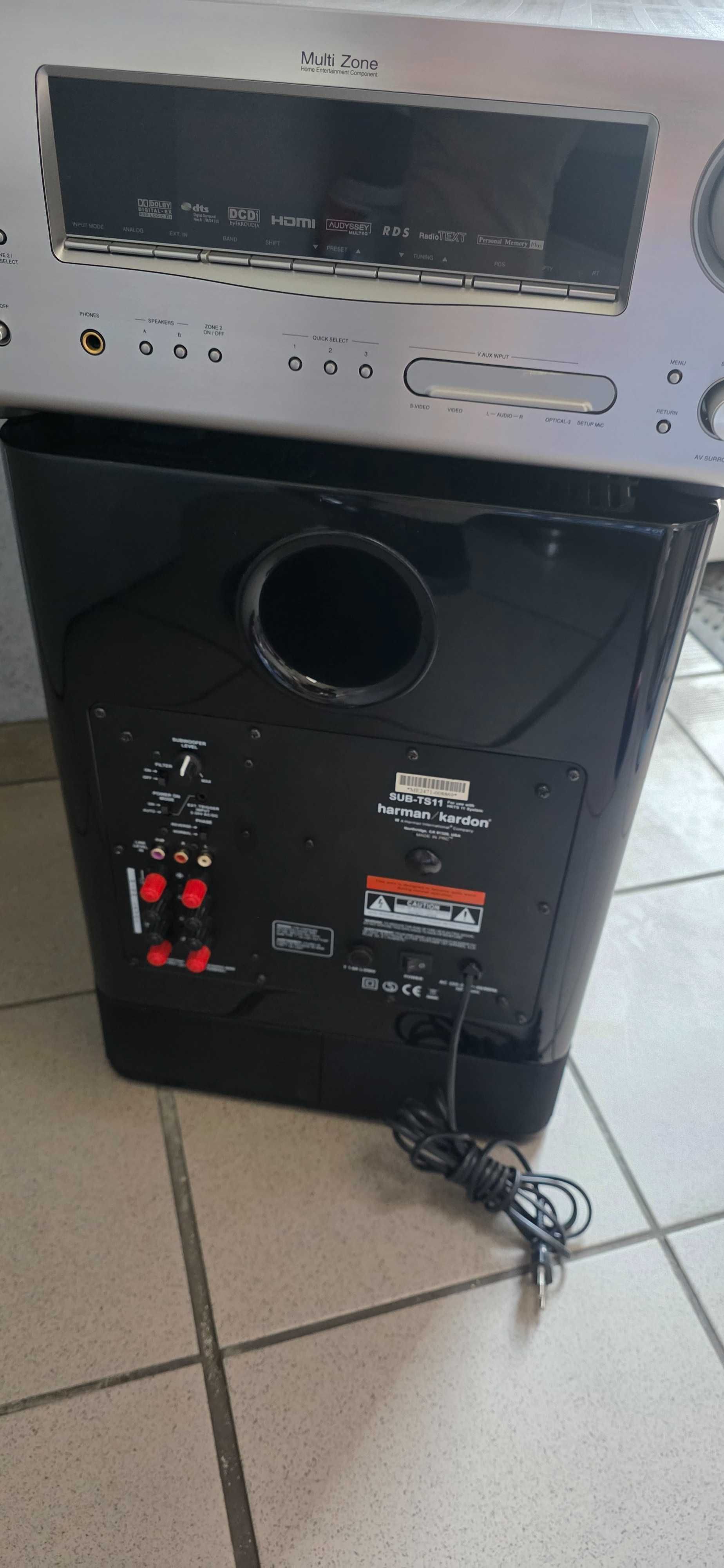 Amplituner Denon AVR-2308 Srebrny Pilot 5.1 Harman Kardon HKTS 11