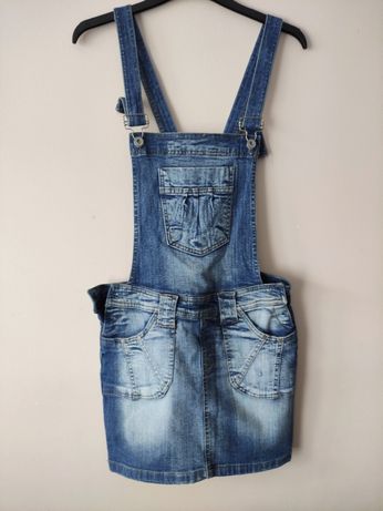 Spódnica mini jeansowa ogrodniczka m 38