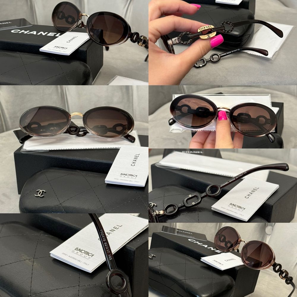 Солнцезащитные очки chanel полный комплект дужка с виде цепочки