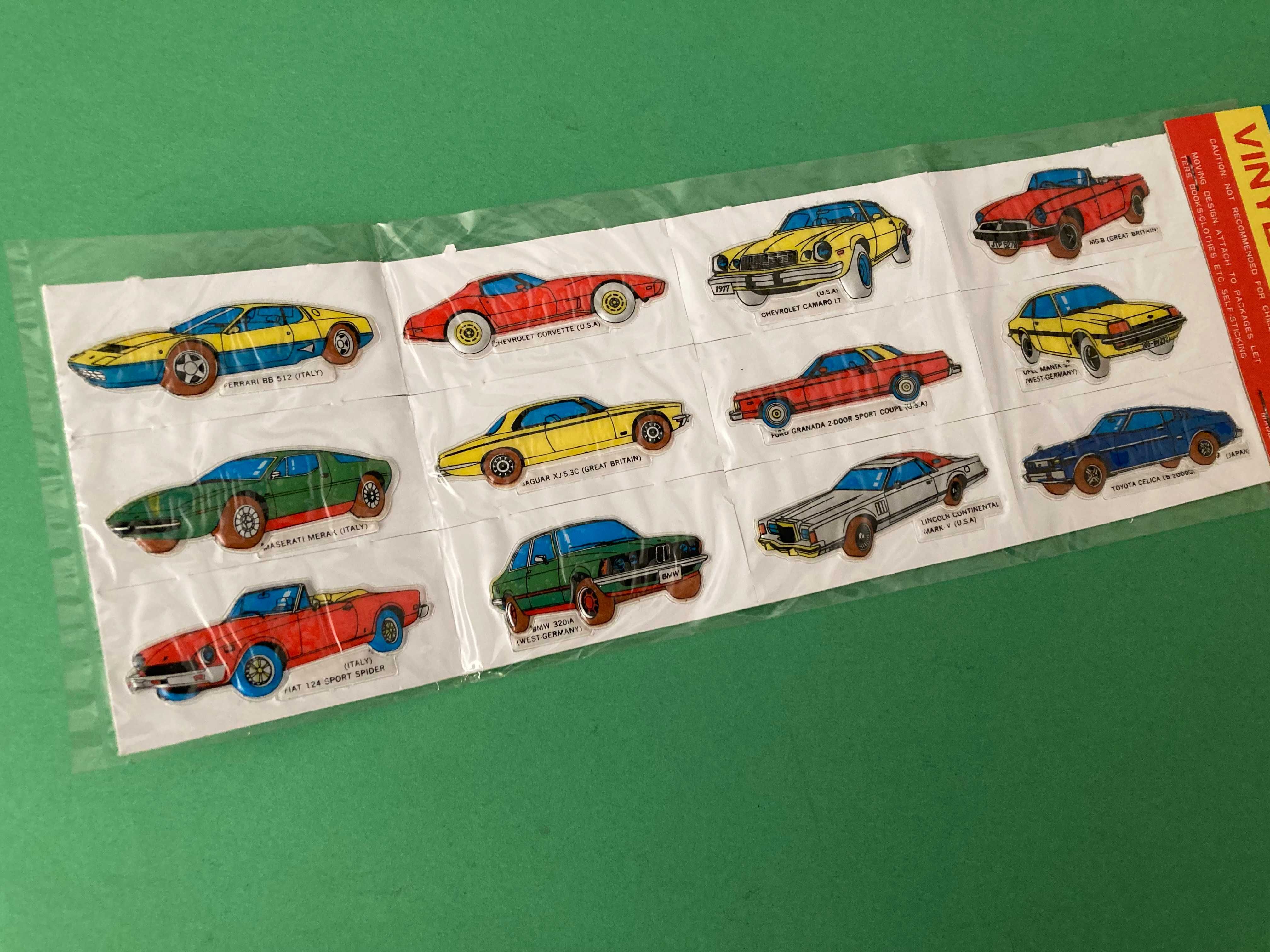 Folha com Autocolantes Almofadados Puffy Stickers Anos 80 Japão Carros