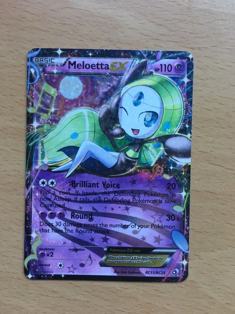 2 Cartas Pokémon Holográficas (Meloetta Full Art Ex e Ex)