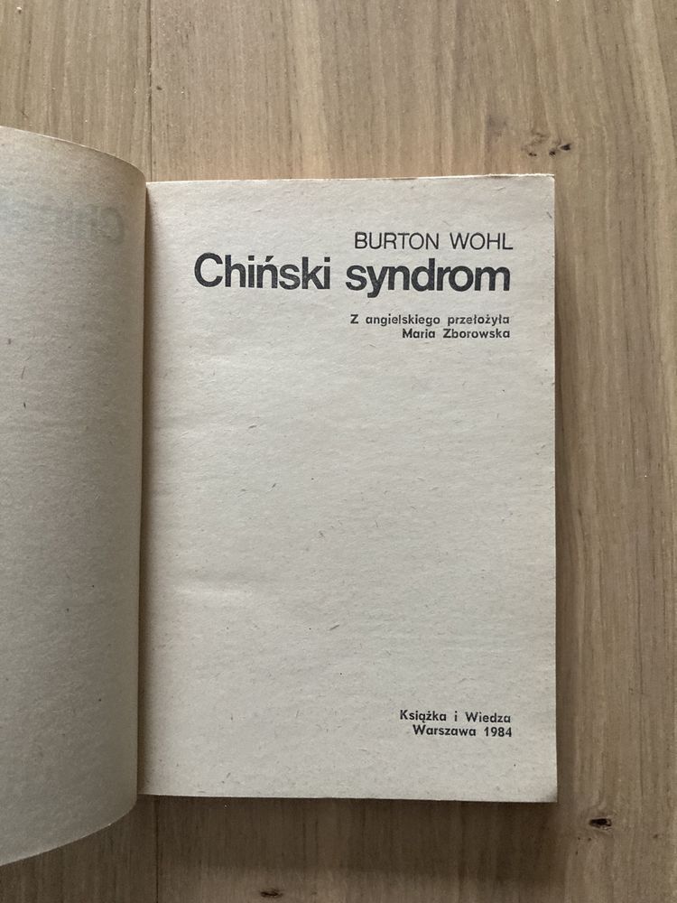 Książka Chiński syndrom Burton Wohl 1984