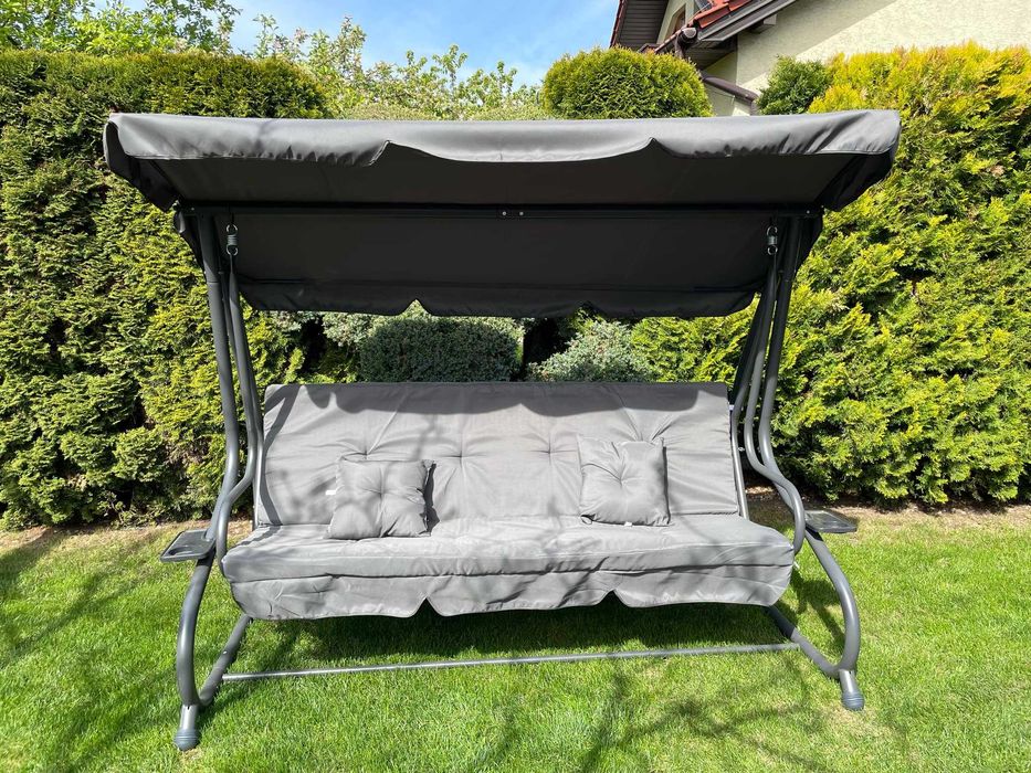 Huśtawka ogrodowa rozkładana wolnostojąca 2w1 Leżak bujana solidna