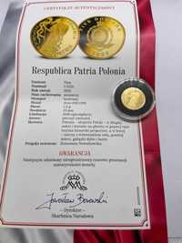 Złota Moneta „Respublica Patria Polonia” pr.999 1,2g