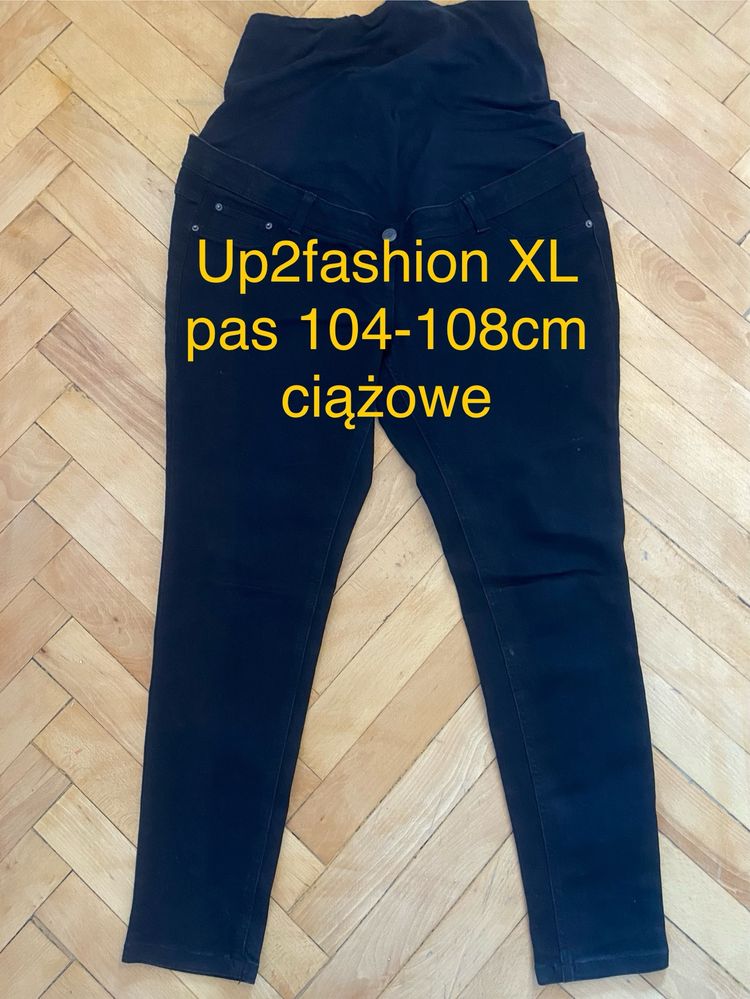 Up2fashion XL 42  ciążowe czarne spodnie jeasny dżinsy Vintage