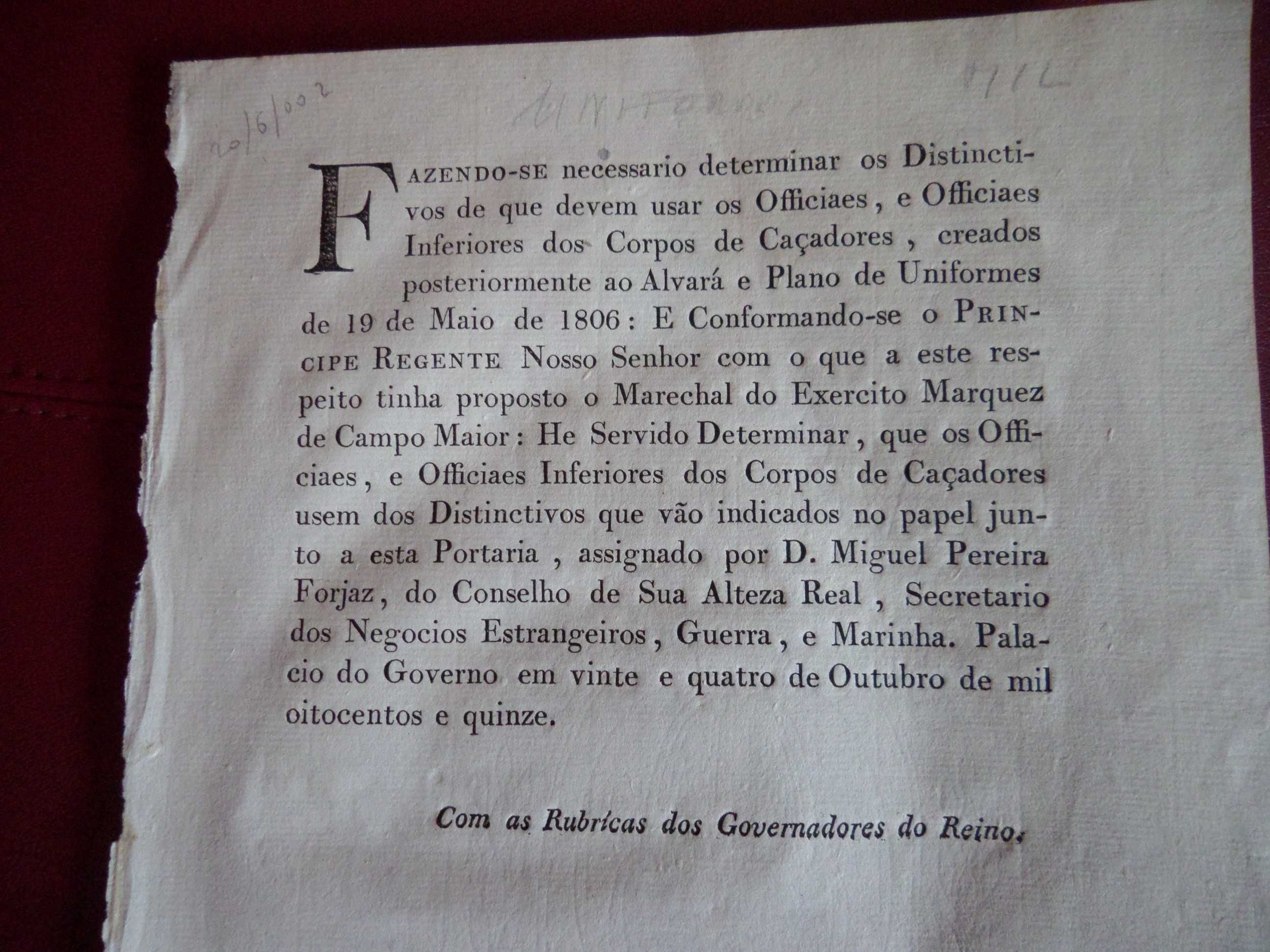 Documento Impresso, ano  1815