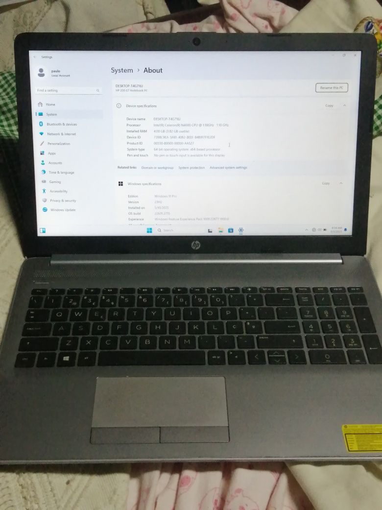 Portatil HP com Windows 11 pro e carregador