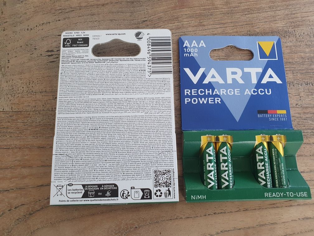 Батарейка/aккумулятор формат  ААА минипальчик Varta 1000mAh.