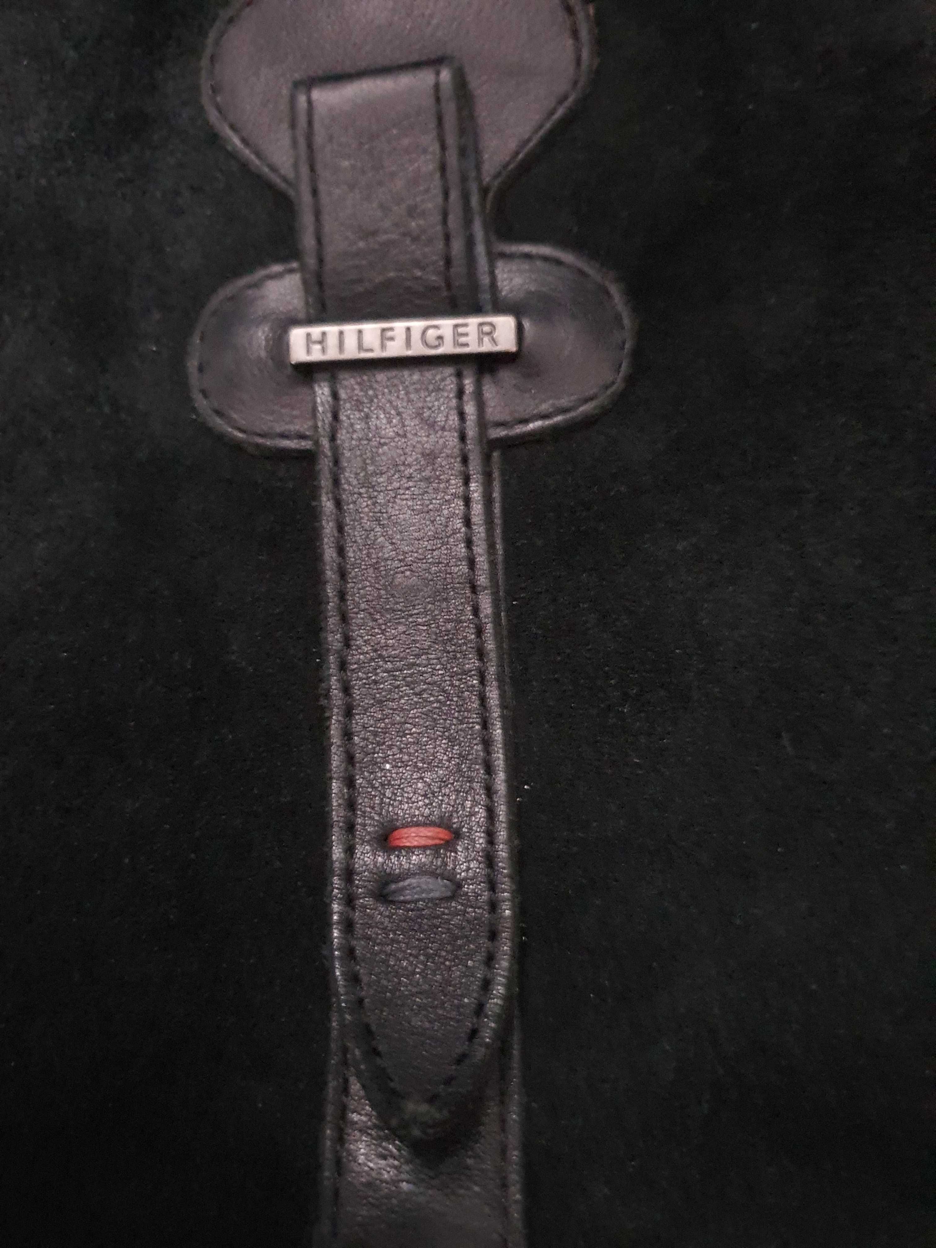 Kozaki oficerki tommy hilfiger r 37 skóra i zamsz czarne