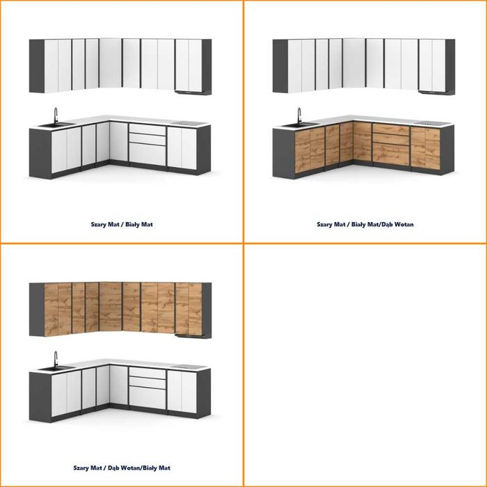 Zestaw Mebli Kuchnnych Narożnych Bella 4.4m Kuchnia Z Blatem Rogowa