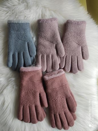Теплые перчатки рукавицы,толстые,мягкие ,с мехом,серые, розовые