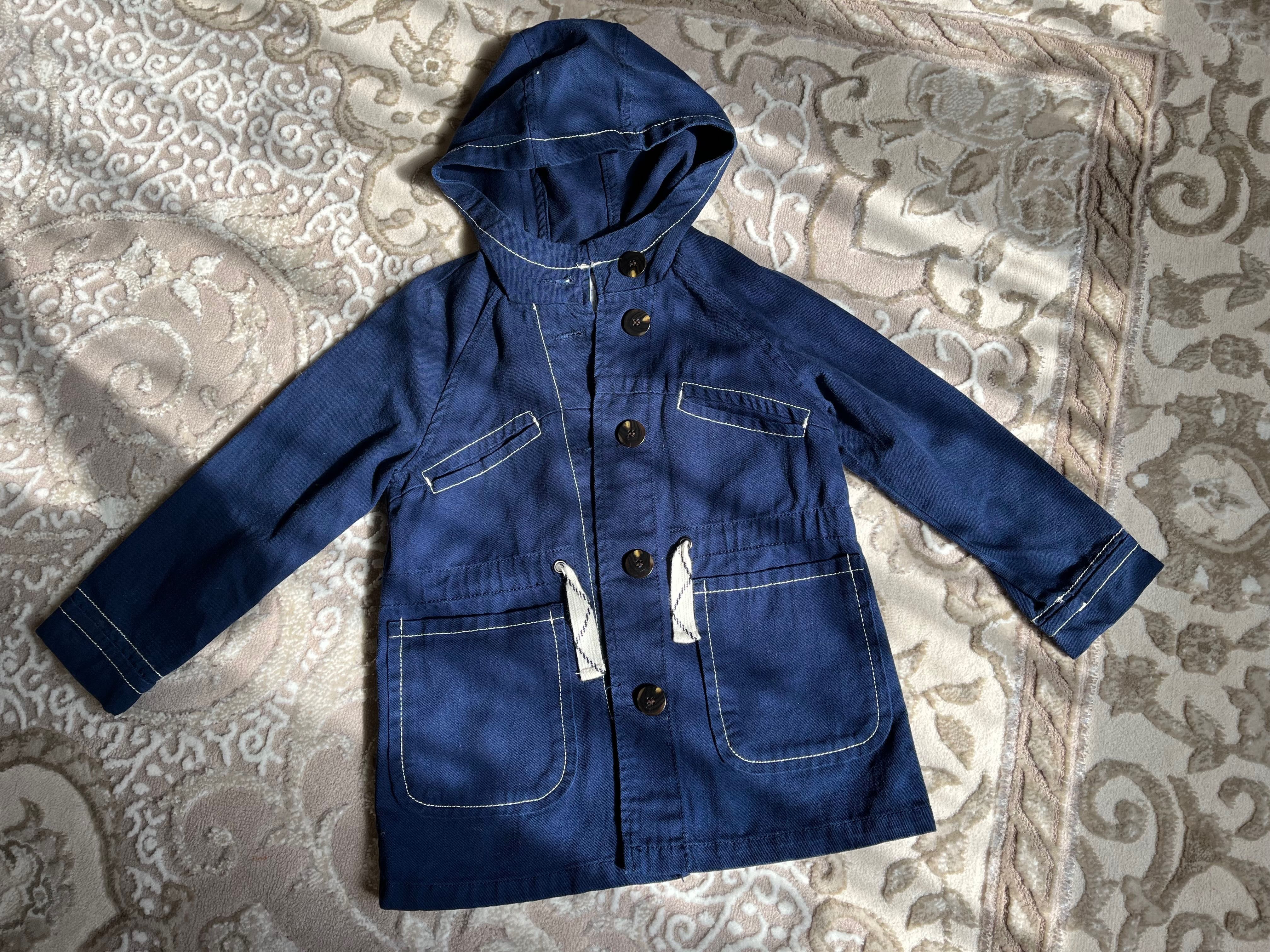 Плащ тренч пальто Zara 116 розмір 6 років хлопок темно синє