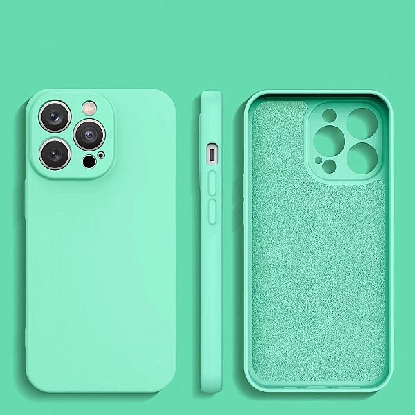 Silicone case etui iPhone 13 Pro Max silikonowy pokrowiec miętowozielo