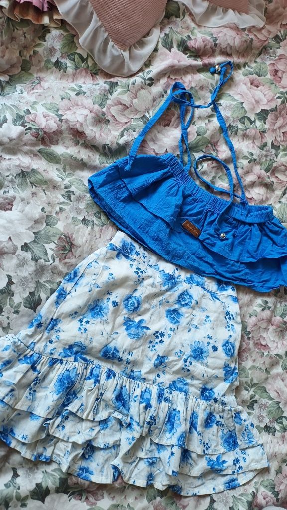 Zestaw top poolka look i spódniczka Lindex newbie