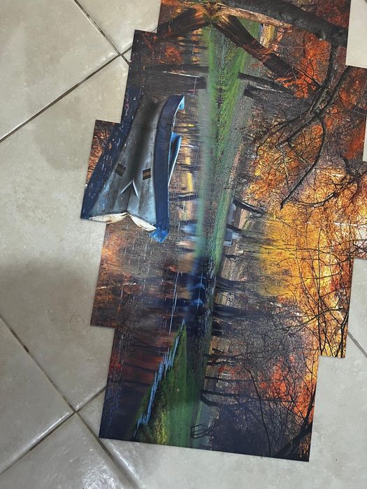 Quadro de paisagem composto por 5 quadros separados