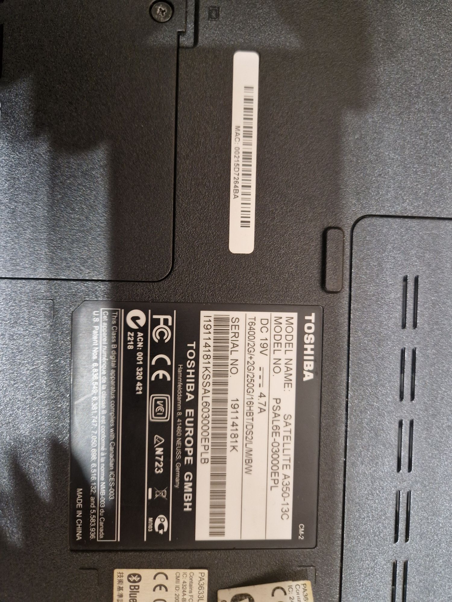 Laptop Toshiba a350 uszkodzony