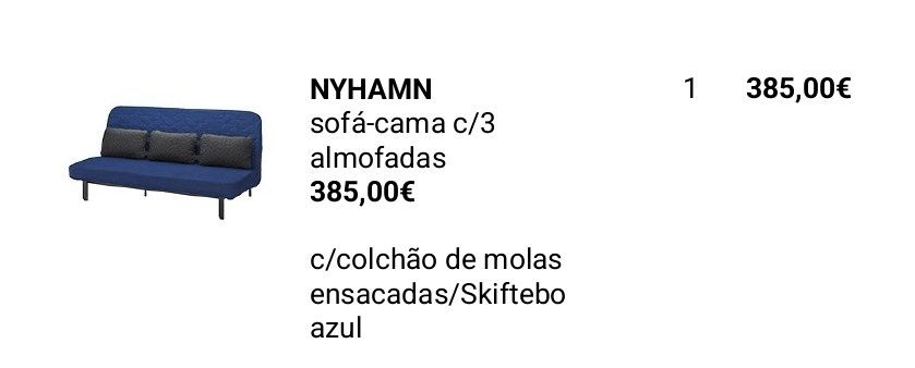 Sofá cama Dobrável IKEA Nyhamn Azul