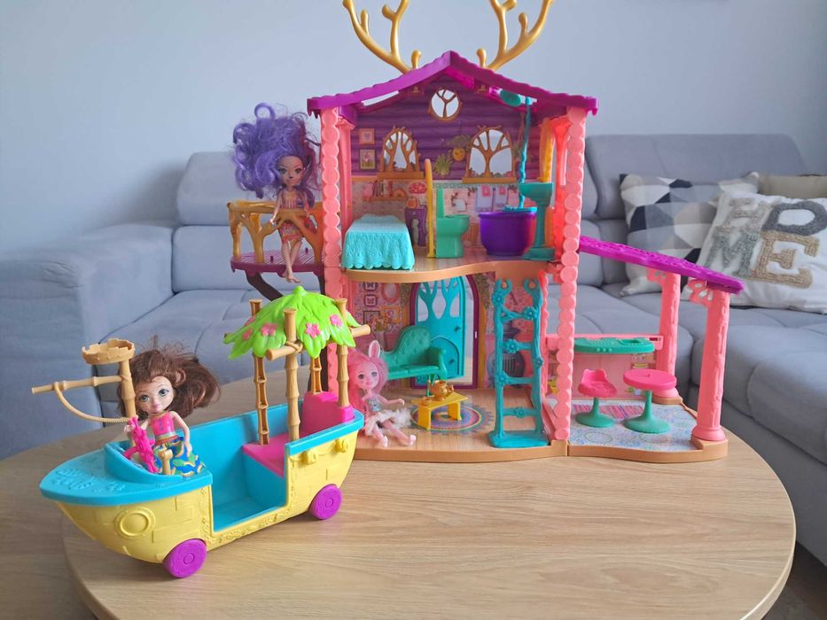 Duży domek jelonków oraz statek Enchantimals 3 lalki