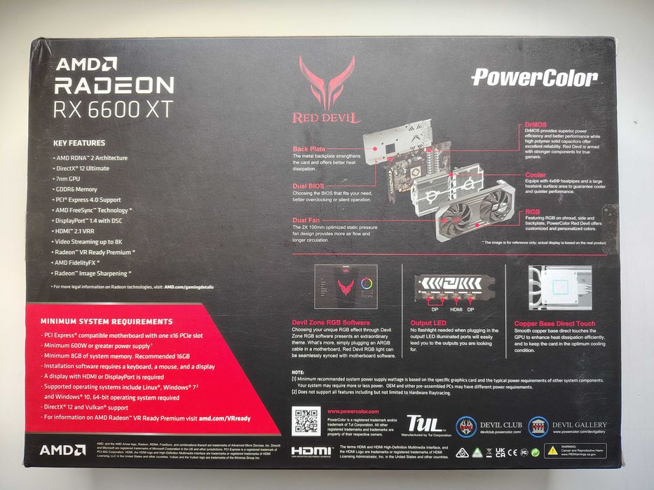 Відеокарта Red Devil Radeon RX 6600XT OC (AXRX 6600XT 8GBD6-3DHE/OC)