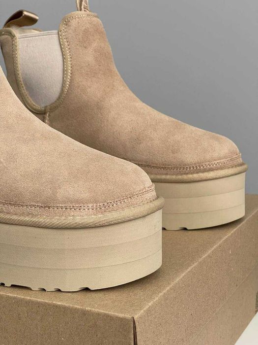 Угги UGG Neumel Chelsea Platform Beige / Уггі Неумел Челсі бежеві
