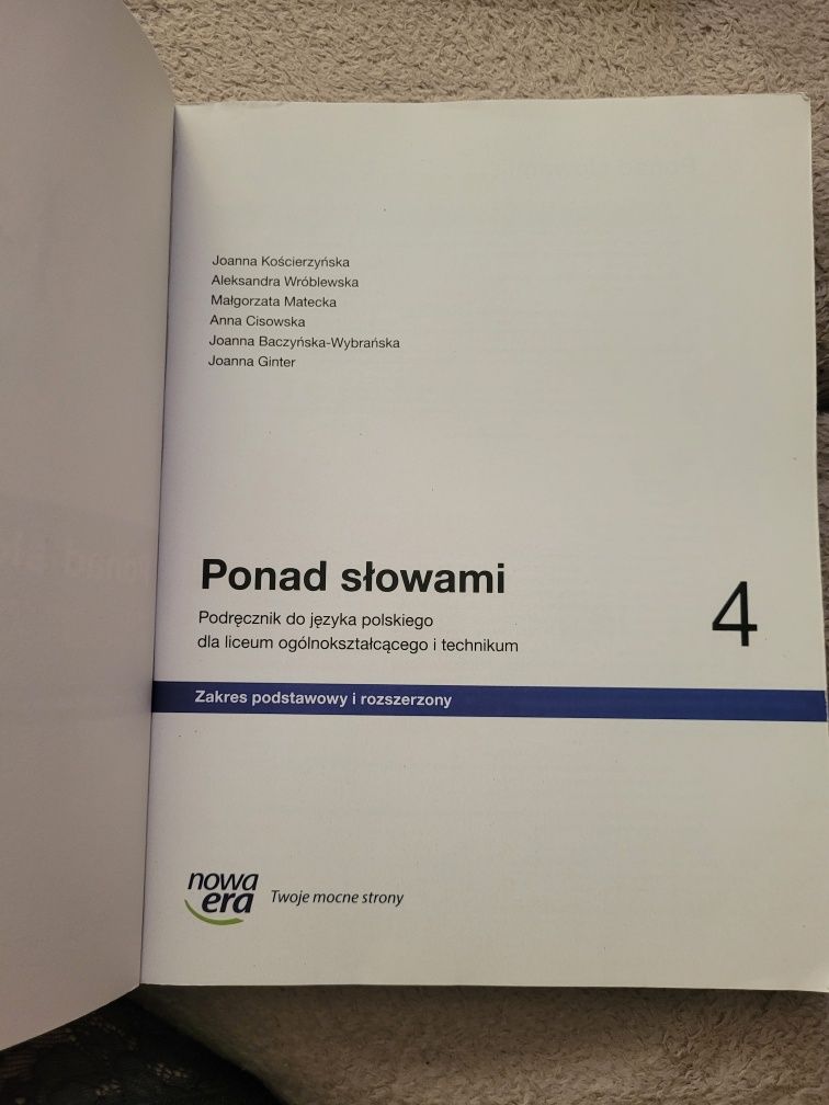 Ponad słowami 4. Zakres podstawowy i rozszerzony.