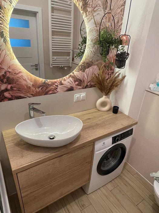 Szafka pod umywalkę z blatem nad pralkę -  meble łazienkowe