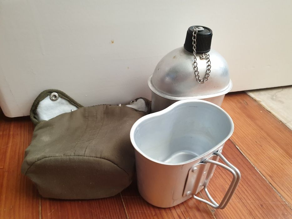 Cantil USA Militar Campismo Messe Aluminio Garrafa Panela