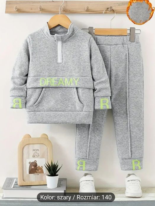 WYPRZEDAŻ Dres chłopięcy r.140 szary cieplutki spodnie + bluza