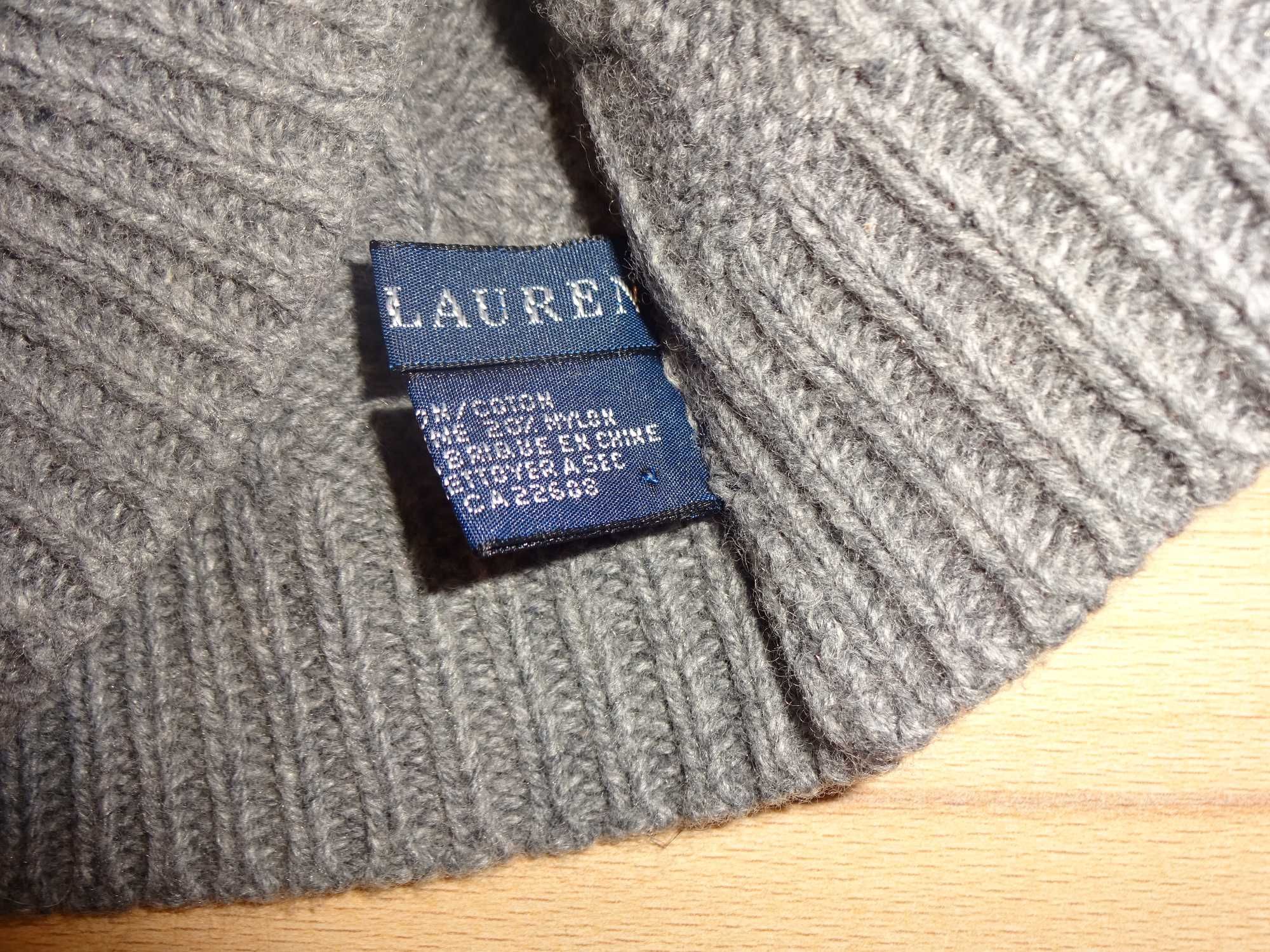 RALPH LAUREN szara różowe logo czapka 60% Cotton 20% Wool