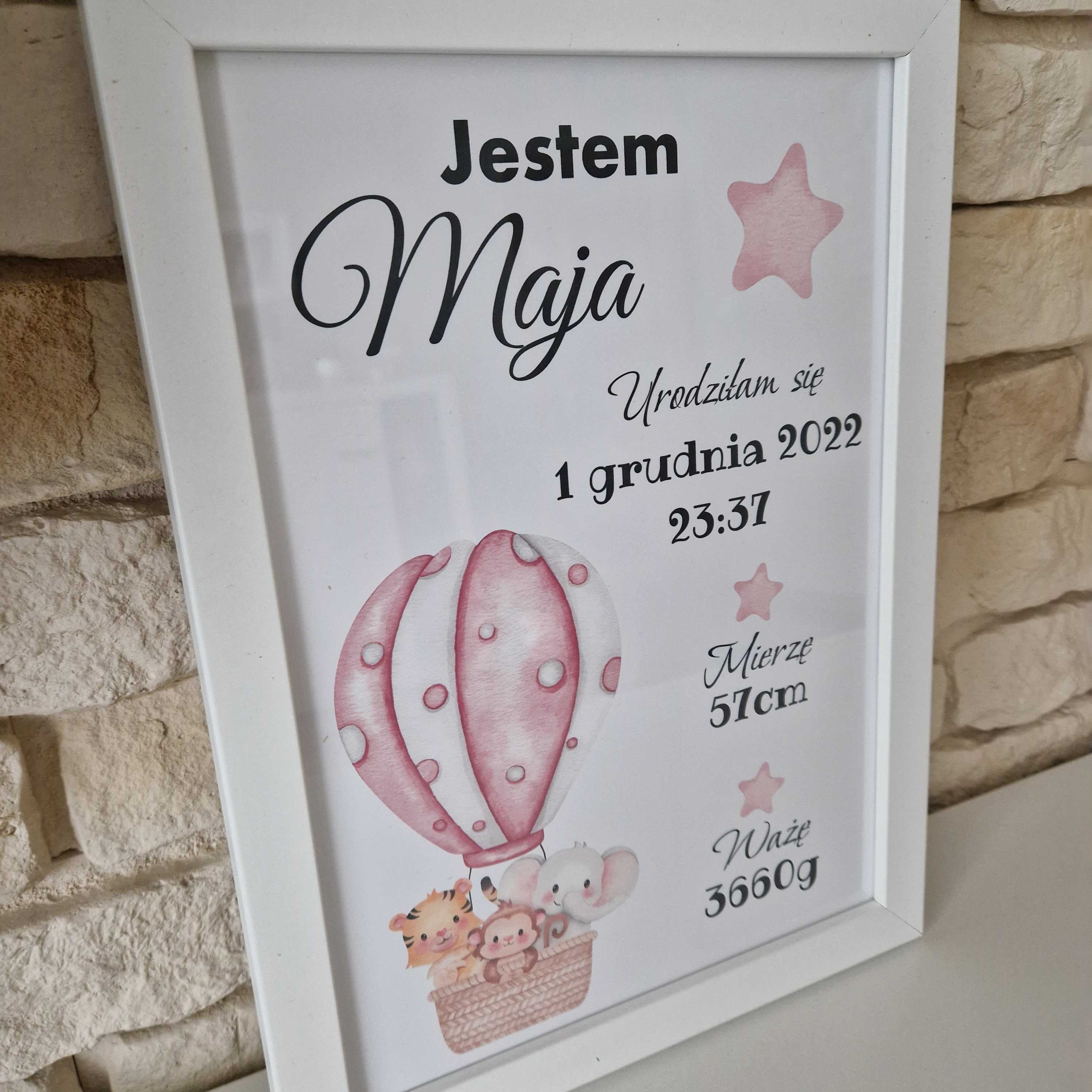 Metryczka w ramce prezent chrzest