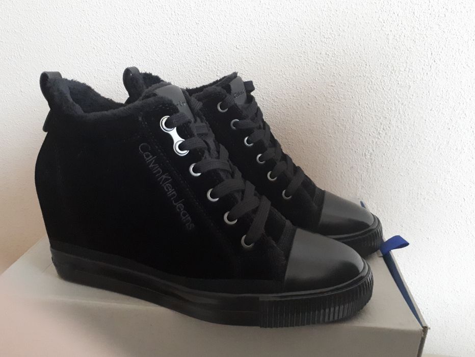 Calvin Klein sneakersy trampki 40 czarne koturn botki ocieplane nowe