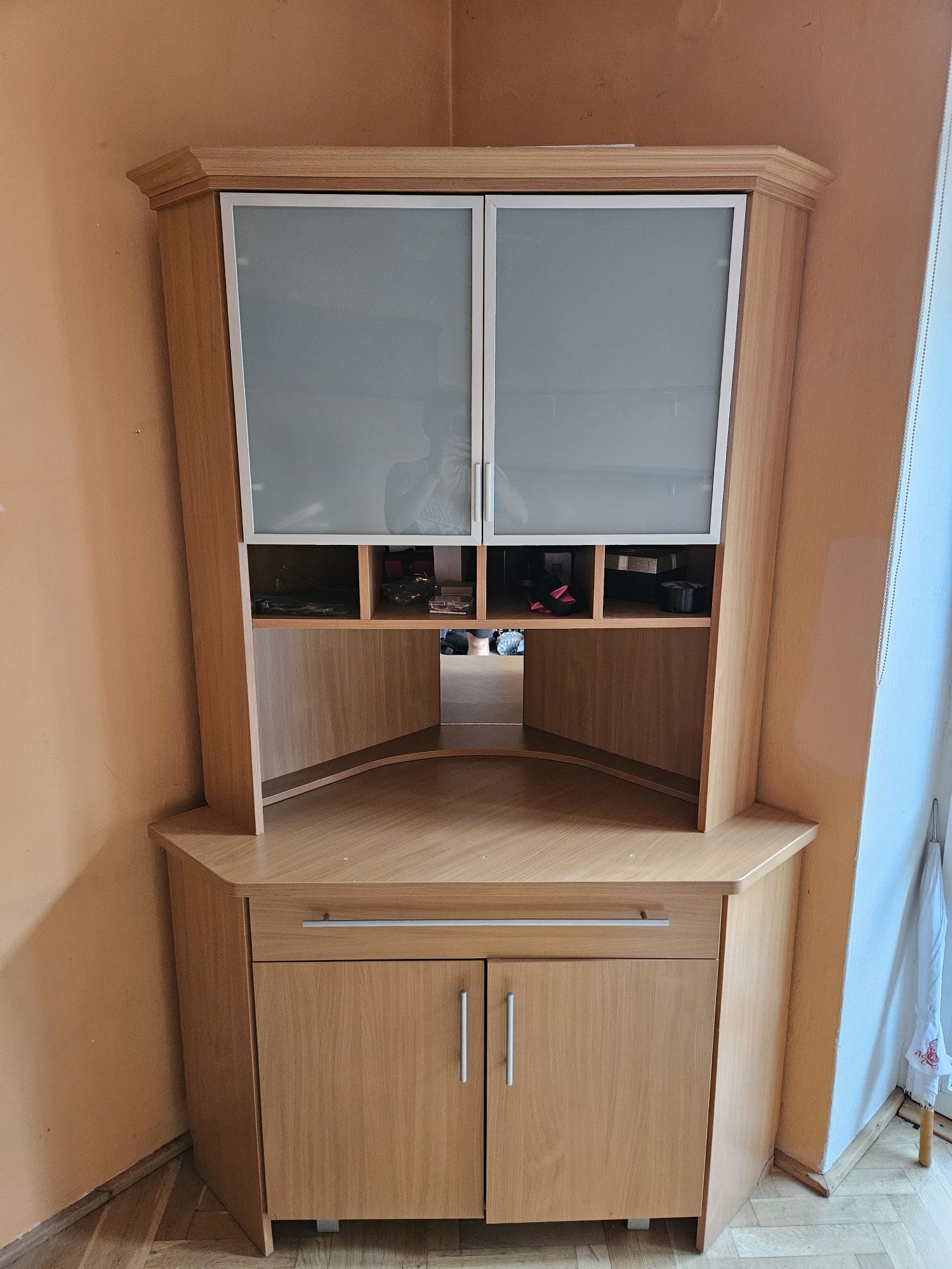 Szafa / witryna narożna z lustrem i podświetleniem 100x100x200