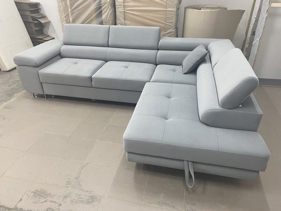 Narożnik w tkaninie ROYAL z funkcją spania i pojemnikiem na pościel