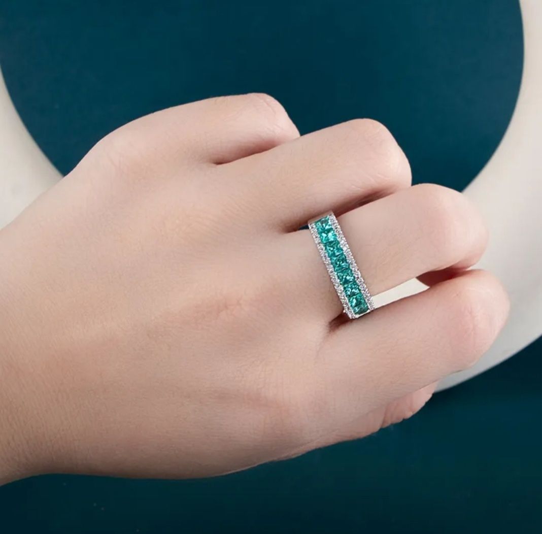 Кольцо серебро Aqua Zirconia
