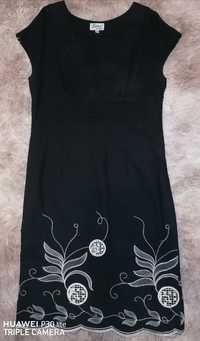 Плаття чорне льон лляне з вишивкою 50 розмір