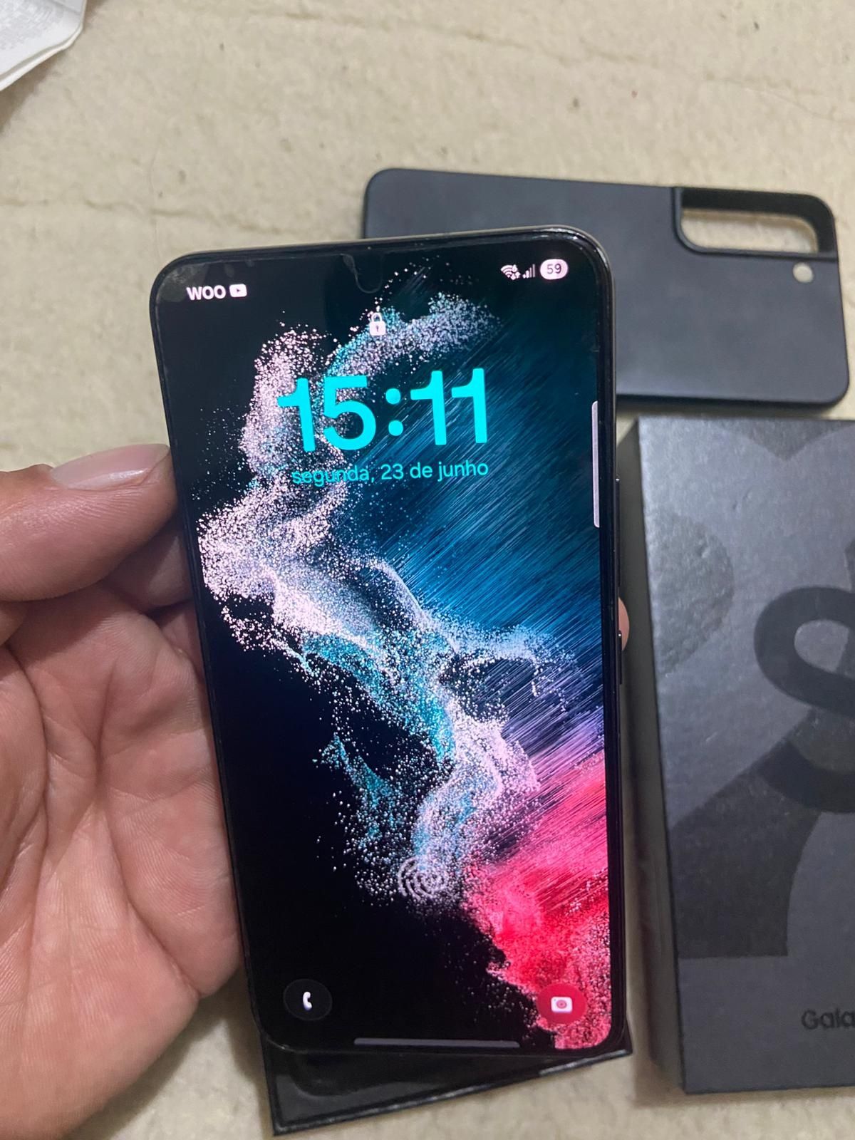 Samsung S22 com caixa capa e pelicula