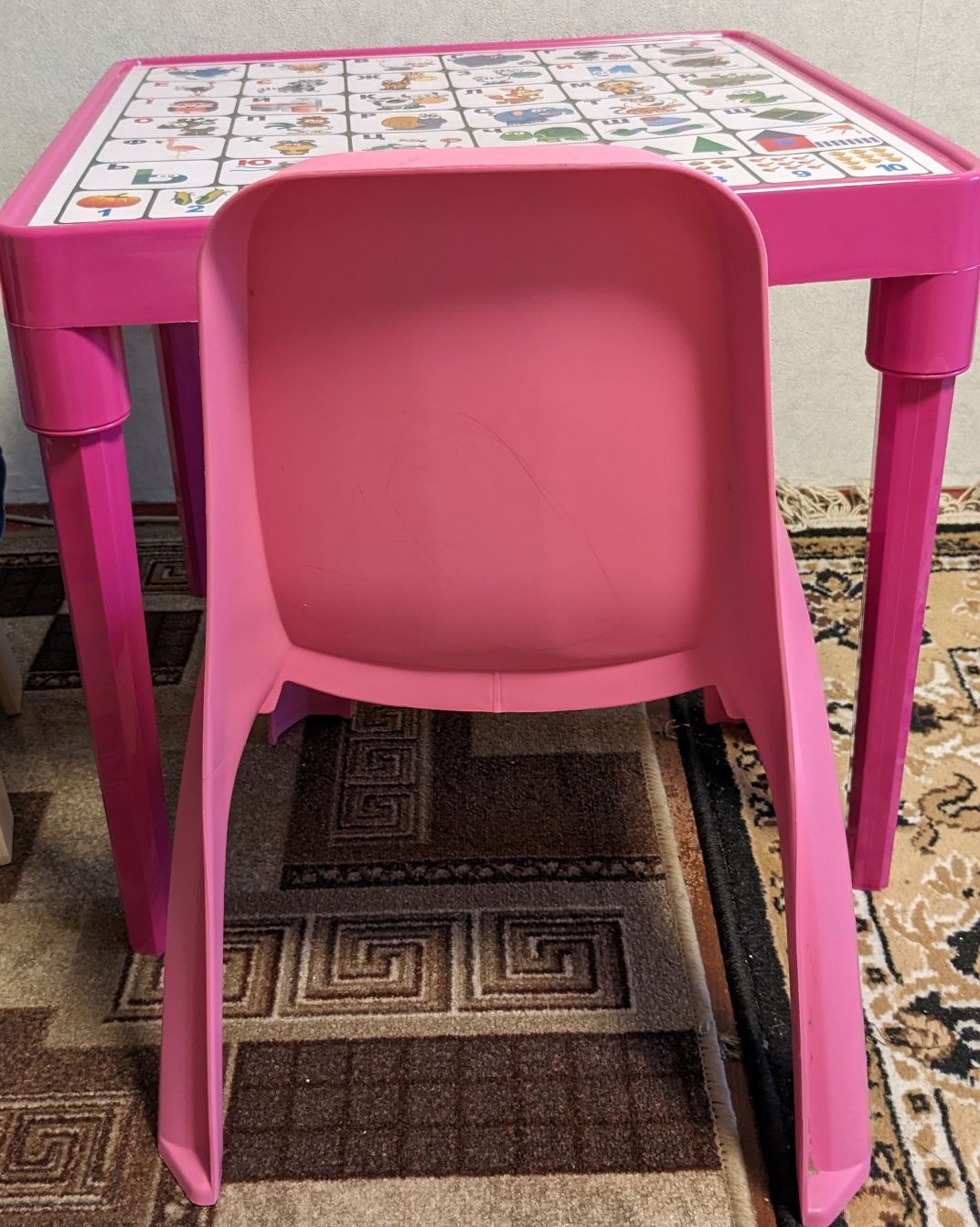 Стіл дитячий "Азбука Українською" стол детский + Стілець (рожевий)