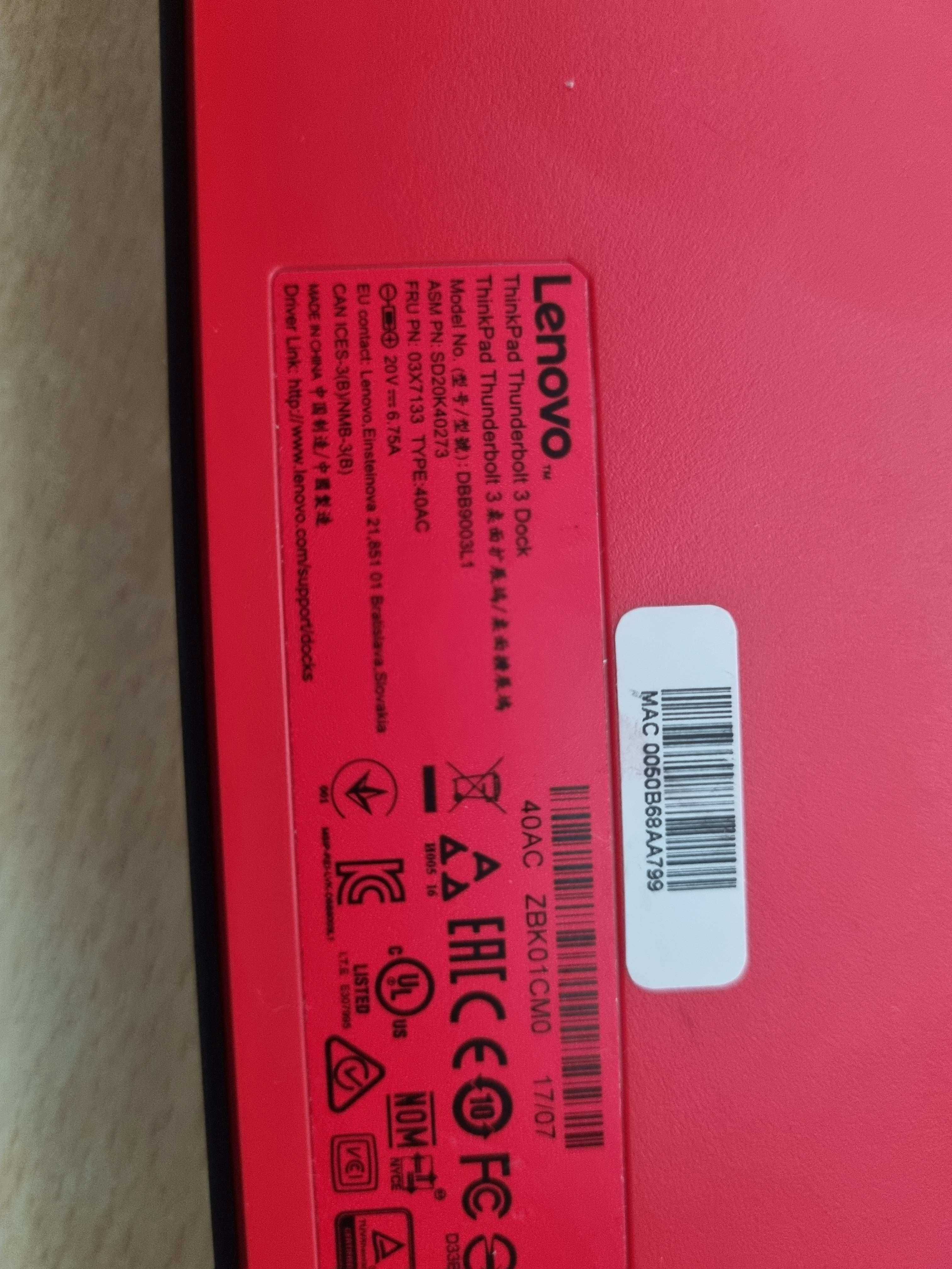 Stacja dokująca Lenovo Thunderbolt 3 Dock 40AC - kompletny zestaw