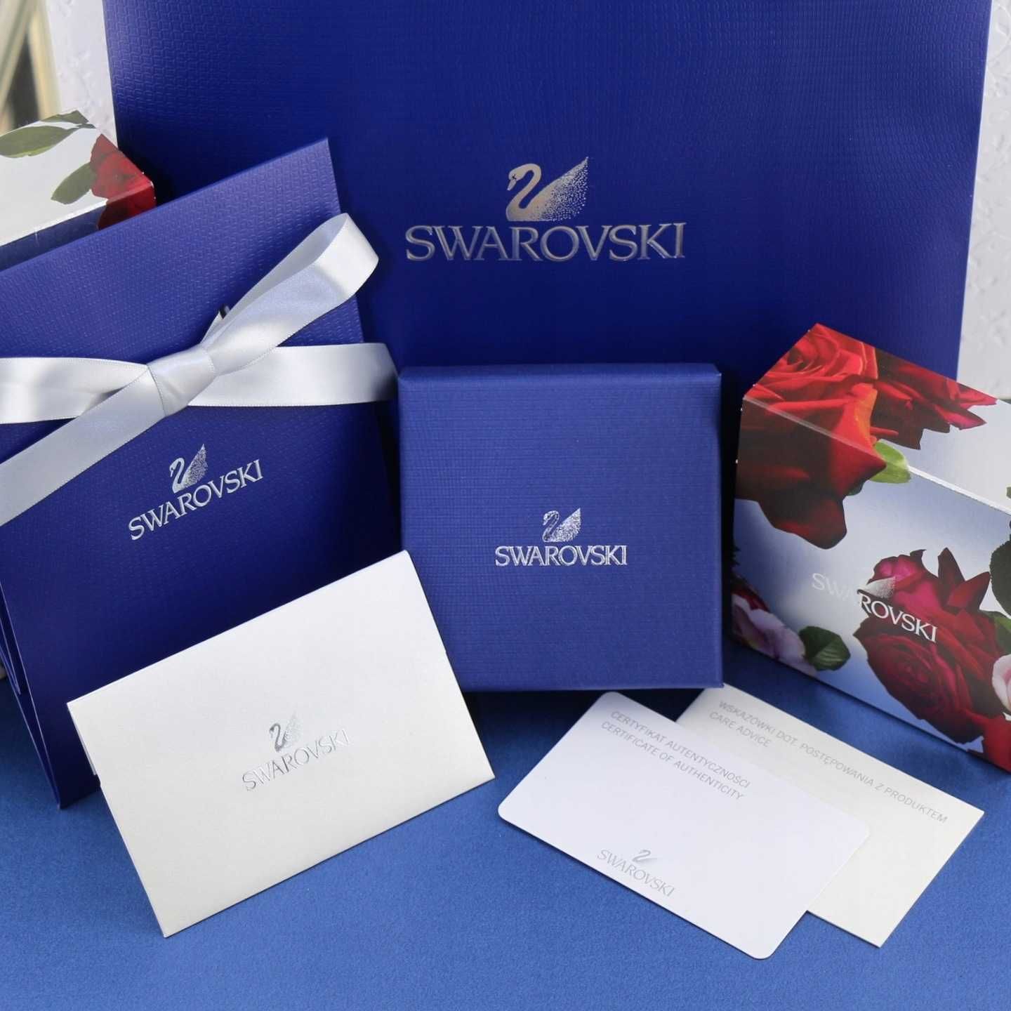 -50% Swarovski Oryginalna Kolia Złota Kolczyki sztyft Naszyjnik Czarna