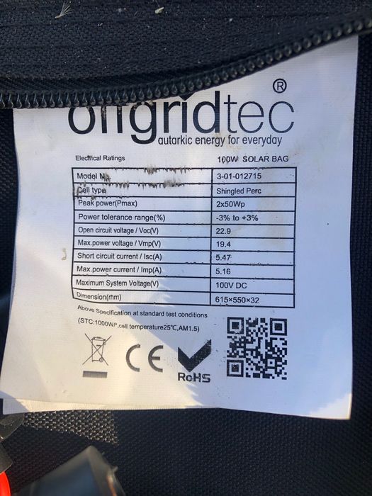 OFFGRIDTECH Painel solar dobrável e portátil 100W (NOVO)