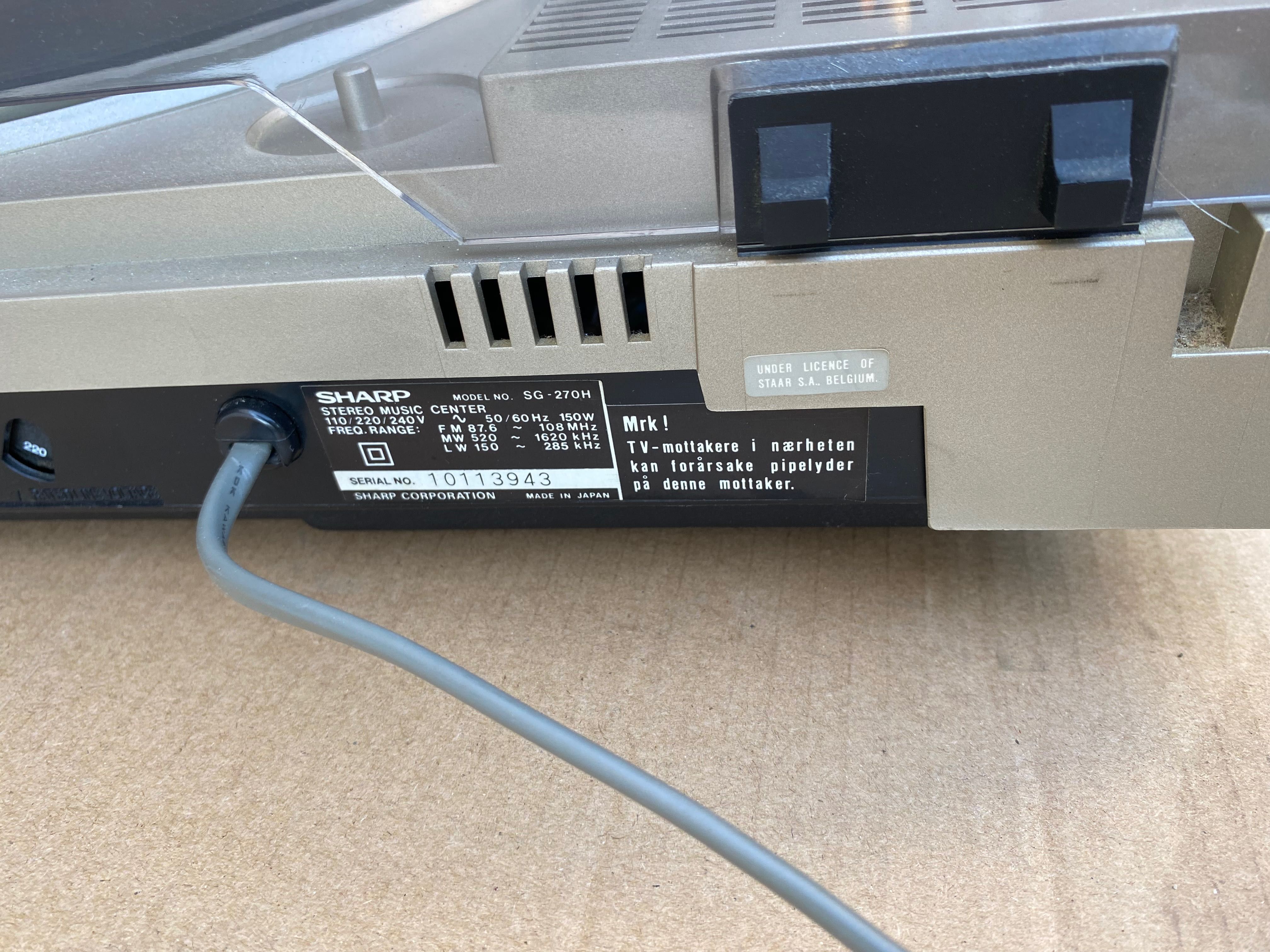 Gira discos Sharp stereo music center Sg-270