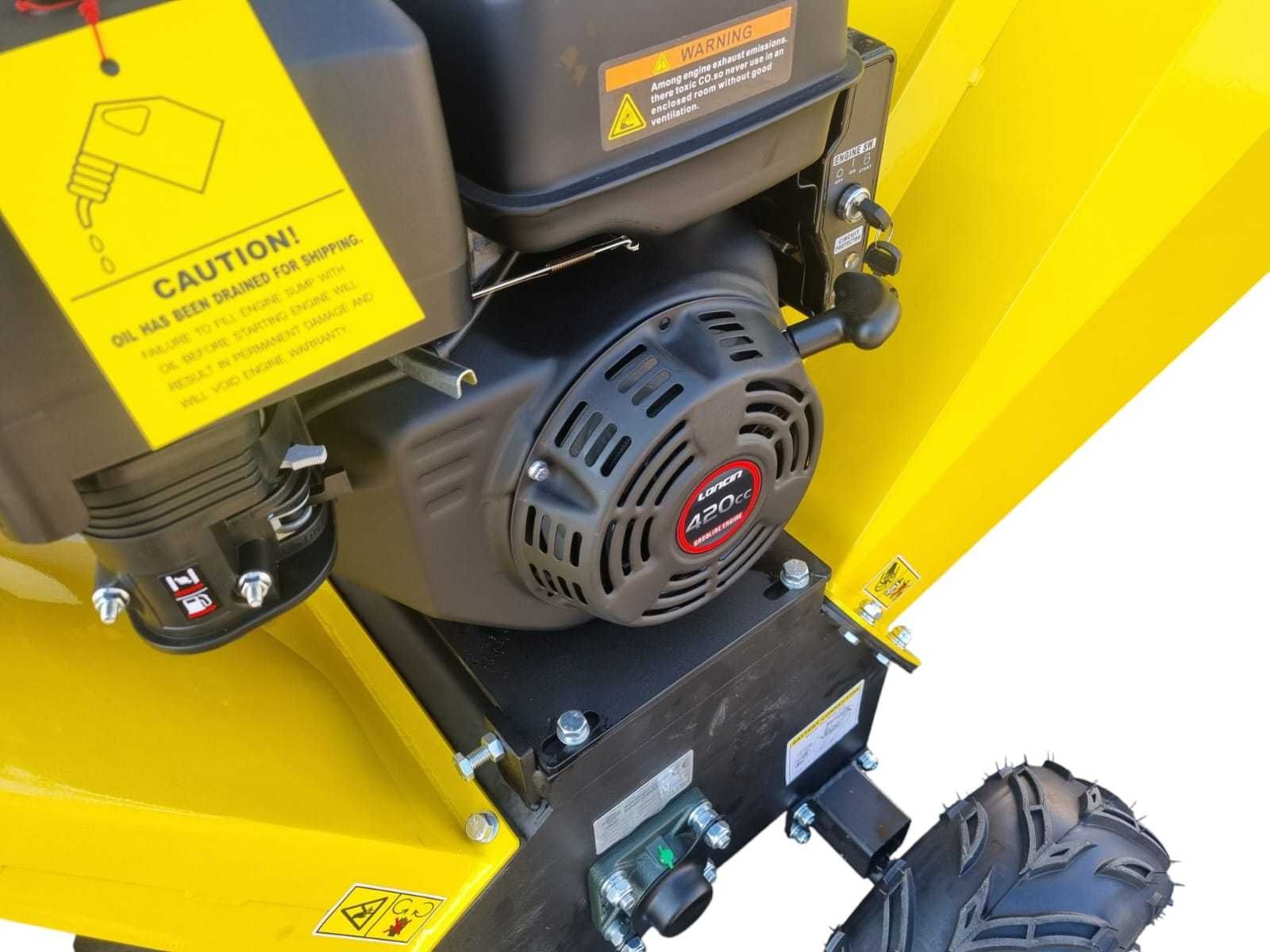 Rębak rozdrabniacz HDM do gałęzi drewna spalinowy silnik Loncin 15KM