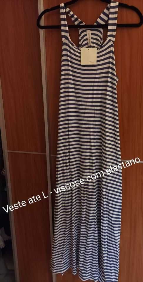 Vestido comprido Viscose c/elastano - veste até L