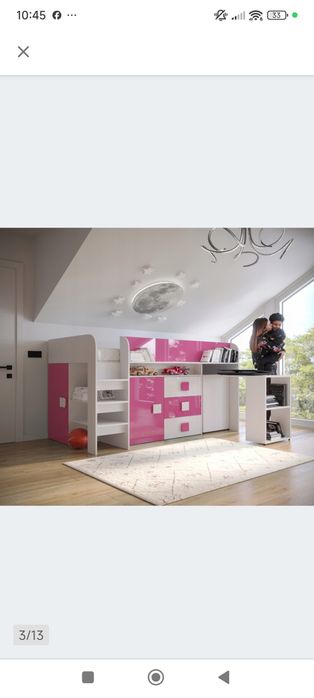 Sprzedam łóżko dziewczece na antresoli z biurkiem i półkami