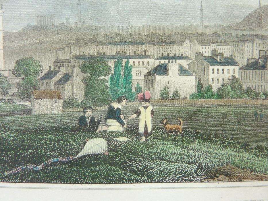 Gravura 1830 T. Shepherd colorida à mão Edimburgo