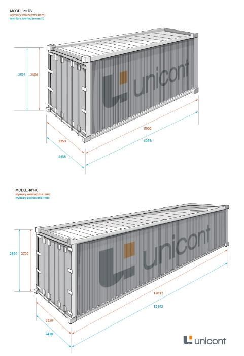 Kontener morski magazynowy / / / 40'HC - 40 DV - 20 DV \ \ \