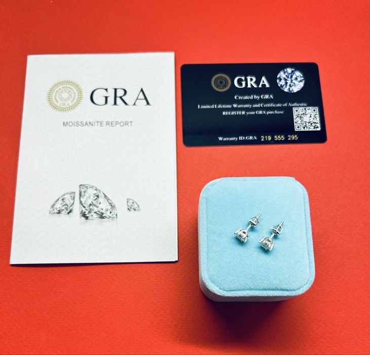 Сучасні стильні сережки з діамантами муасанітами 0,5 карат на гвитнах